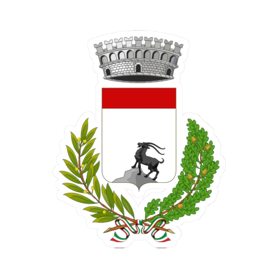 Chamois-Stemma (Italy) (Coat of Arms) STICKER Vinyl Kiss-Cut Decal 2 Inch White - The Sticker Space