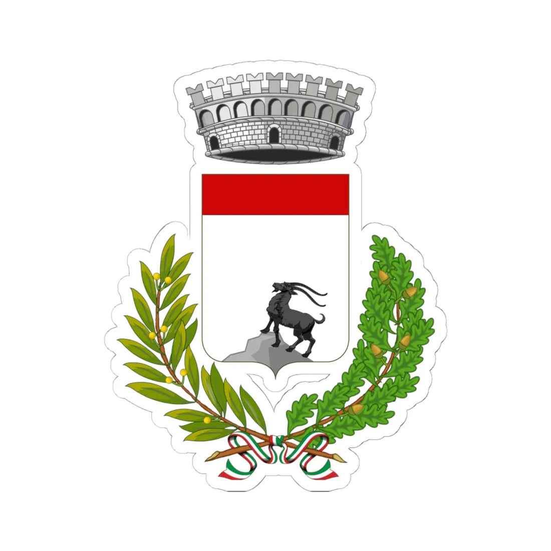 Chamois-Stemma (Italy) (Coat of Arms) STICKER Vinyl Kiss-Cut Decal 6 Inch White - The Sticker Space