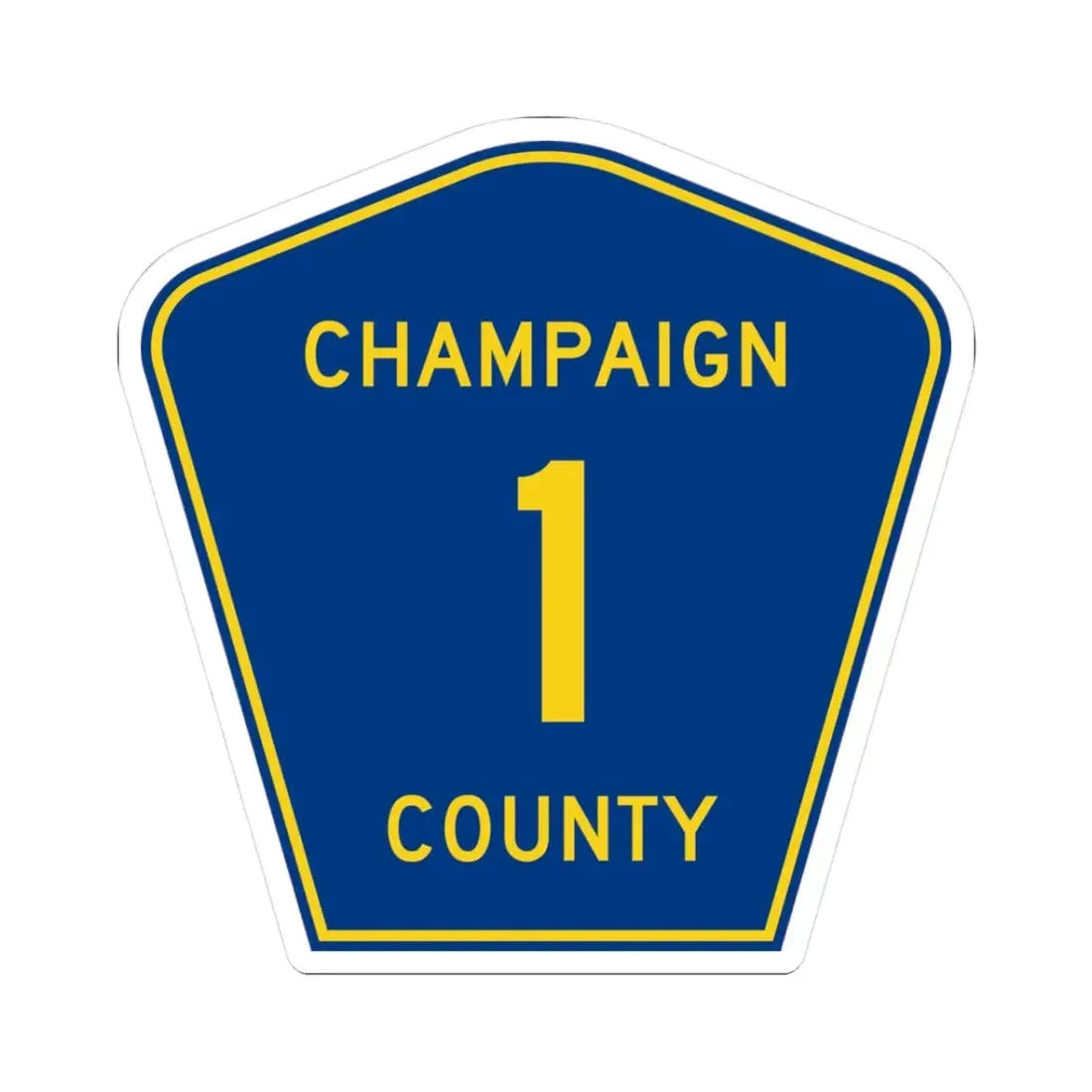 Champaign County 1 (Illinois) (Road Sign) STICKER Vinyl Kiss-Cut Decal 3 Inch White - The Sticker Space