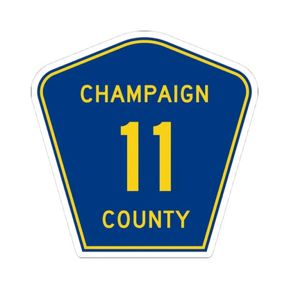 Champaign County 11 (Illinois) (Road Sign) STICKER Vinyl Kiss-Cut Decal 4 Inch White - The Sticker Space