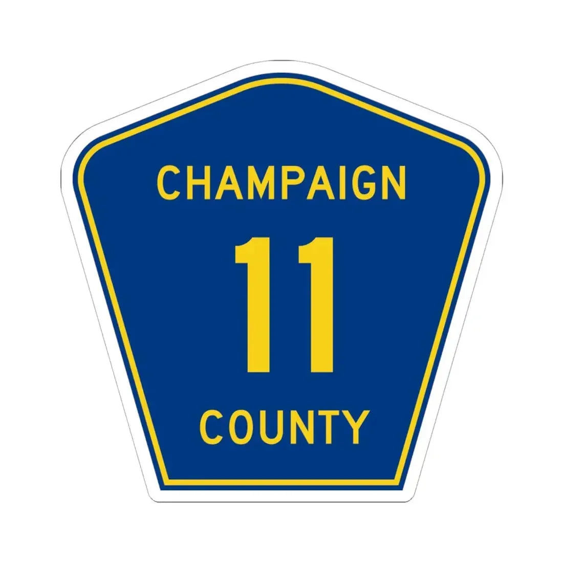 Champaign County 11 (Illinois) (Road Sign) STICKER Vinyl Kiss-Cut Decal 6 Inch White - The Sticker Space