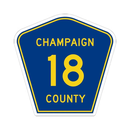 Champaign County 18 (Illinois) (Road Sign) STICKER Vinyl Kiss-Cut Decal 6 Inch White - The Sticker Space