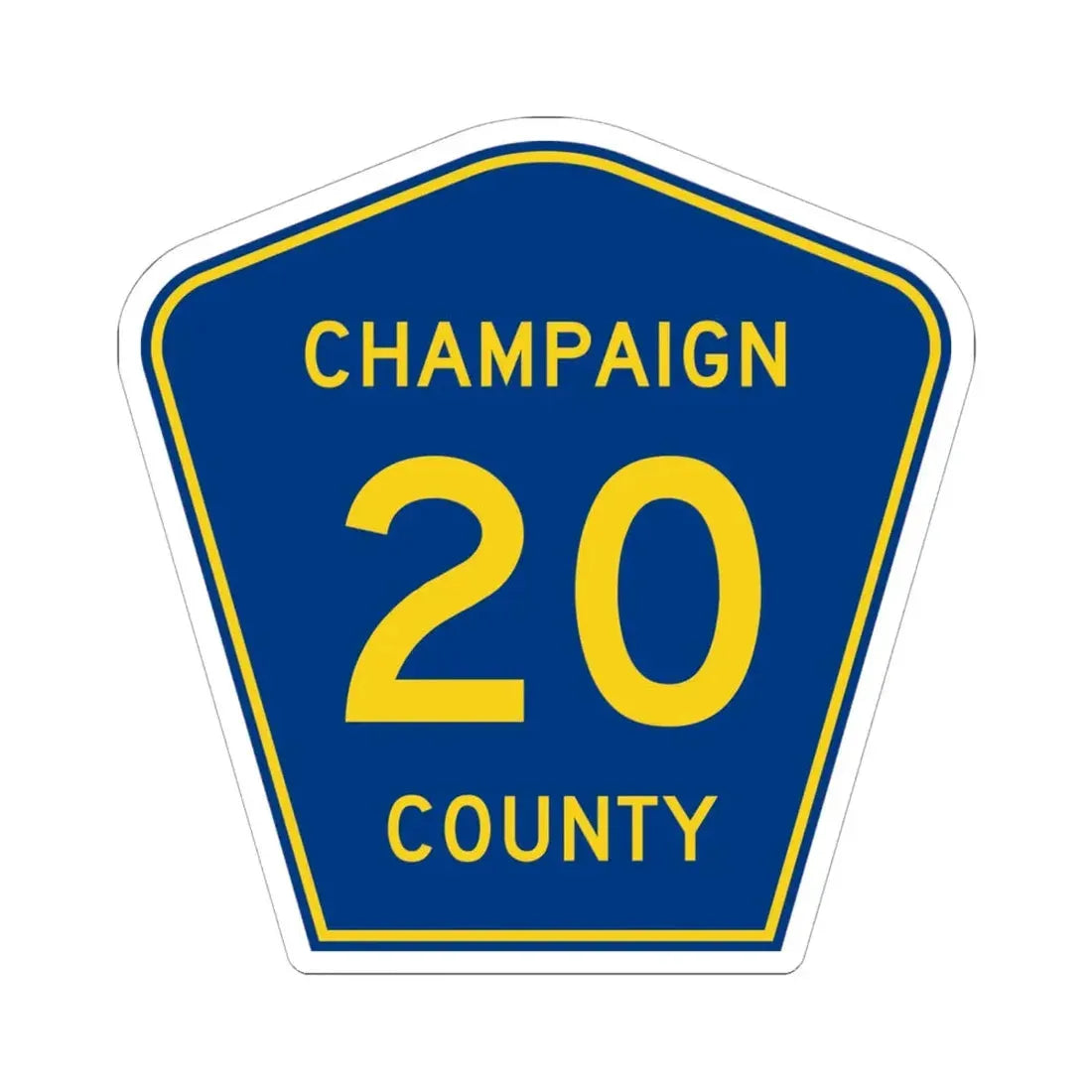 Champaign County 20 (Illinois) (Road Sign) STICKER Vinyl Kiss-Cut Decal 6 Inch White - The Sticker Space