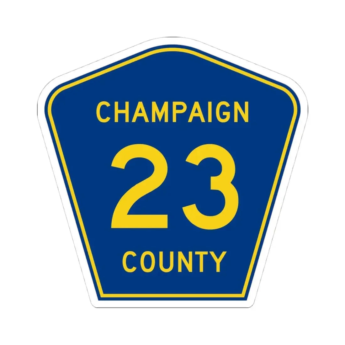 Champaign County 23 (Illinois) (Road Sign) STICKER Vinyl Kiss-Cut Decal 4 Inch White - The Sticker Space
