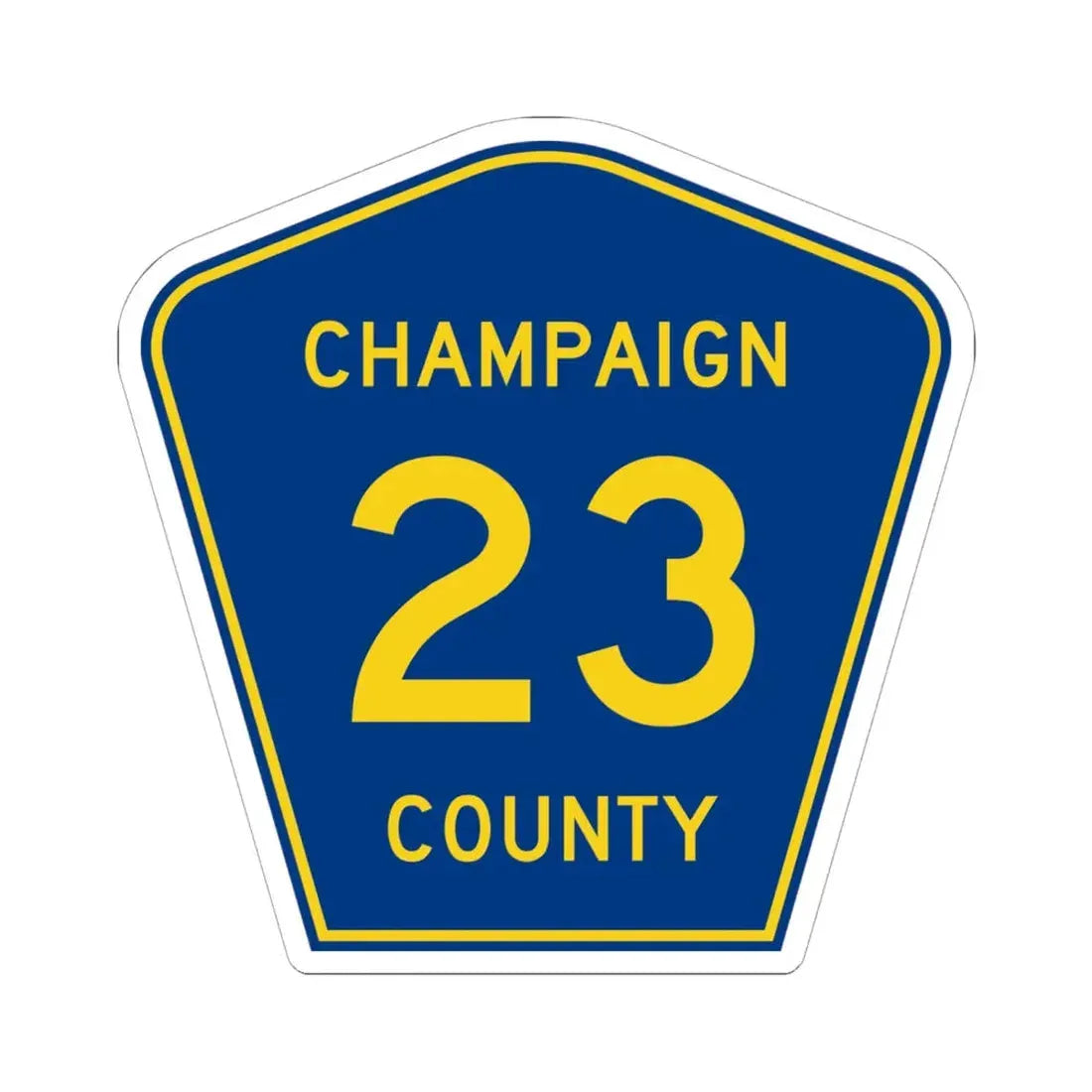 Champaign County 23 (Illinois) (Road Sign) STICKER Vinyl Kiss-Cut Decal 6 Inch White - The Sticker Space