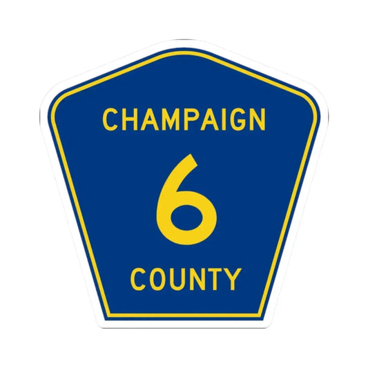 Champaign County 6 (Illinois) (Road Sign) STICKER Vinyl Kiss-Cut Decal 2 Inch White - The Sticker Space