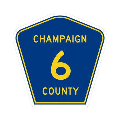 Champaign County 6 (Illinois) (Road Sign) STICKER Vinyl Kiss-Cut Decal 3 Inch White - The Sticker Space