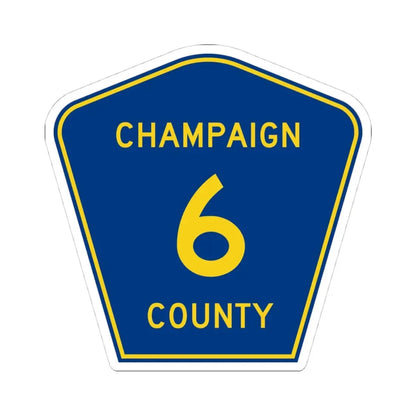 Champaign County 6 (Illinois) (Road Sign) STICKER Vinyl Kiss-Cut Decal 4 Inch White - The Sticker Space