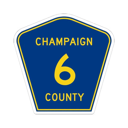 Champaign County 6 (Illinois) (Road Sign) STICKER Vinyl Kiss-Cut Decal 6 Inch White - The Sticker Space