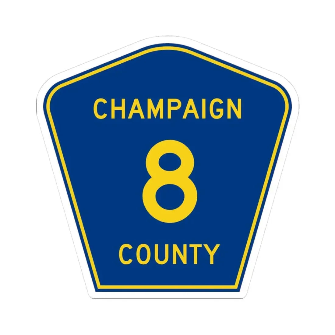 Champaign County 8 (Illinois) (Road Sign) STICKER Vinyl Kiss-Cut Decal 3 Inch White - The Sticker Space