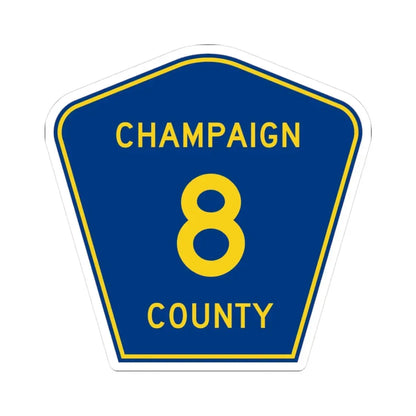 Champaign County 8 (Illinois) (Road Sign) STICKER Vinyl Kiss-Cut Decal 3 Inch White - The Sticker Space