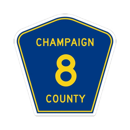 Champaign County 8 (Illinois) (Road Sign) STICKER Vinyl Kiss-Cut Decal 4 Inch White - The Sticker Space