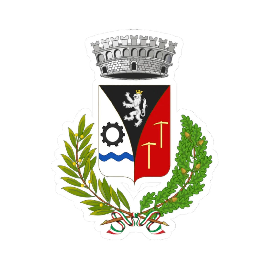 Champdepraz-Stemma (Italy) (Coat of Arms) STICKER Vinyl Kiss-Cut Decal 2 Inch White - The Sticker Space