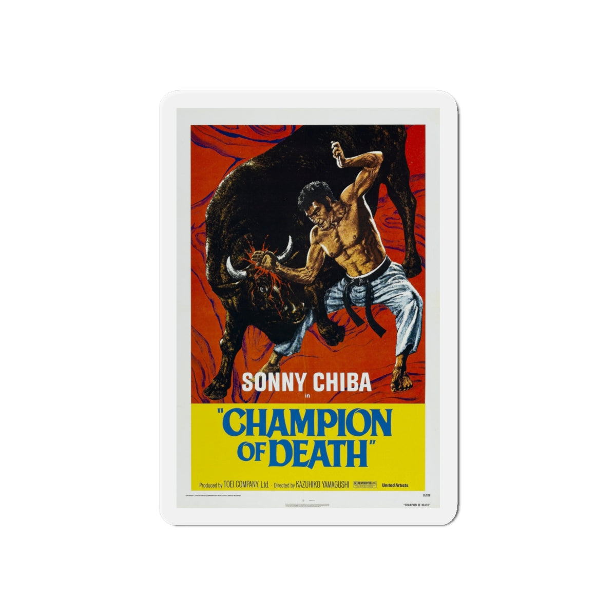 CHAMPION OF DEATH 1975 Movie Poster - Die-Cut Magnet-6 × 6"-The Sticker Space