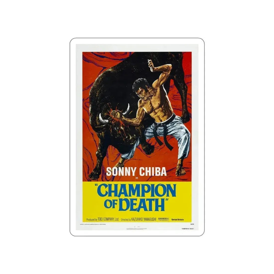 CHAMPION OF DEATH 1975 Movie Poster STICKER Vinyl Die-Cut Decal 4 Inch - The Sticker Space