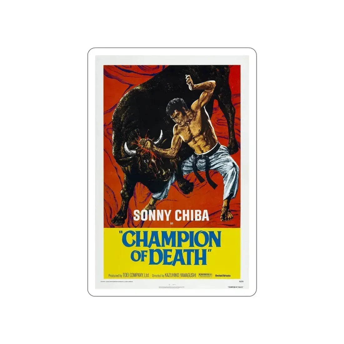 CHAMPION OF DEATH 1975 Movie Poster STICKER Vinyl Die-Cut Decal 5 Inch - The Sticker Space