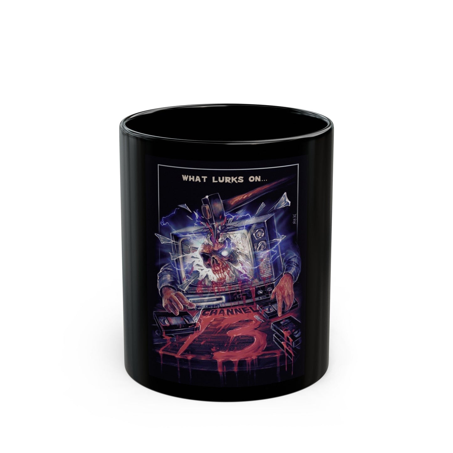 CHANNEL 13 1987 Movie Poster - Black Coffee Mug-11oz-The Sticker Space