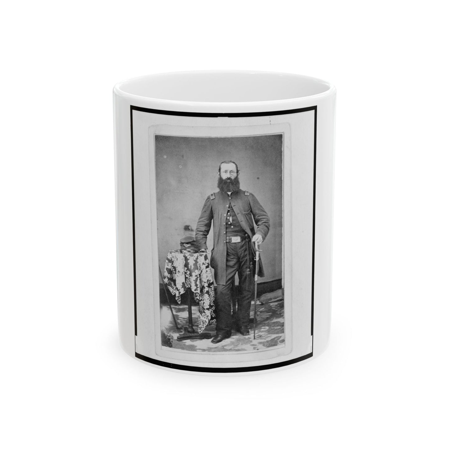 Chaplain Charles A. Fischer Of The 32nd Indiana Regiment, Full-Length Portrait, Standing, Facing Front (U.S. Civil War) White Coffee Mug