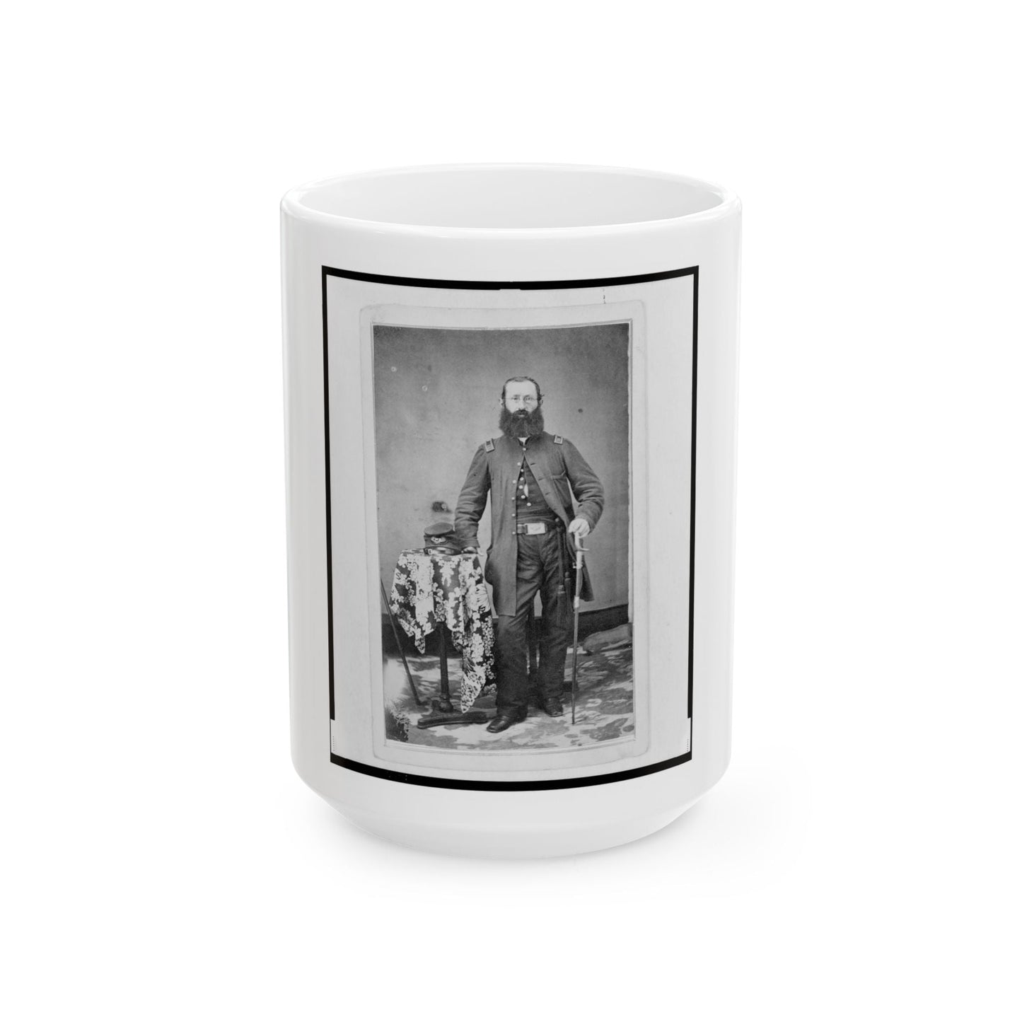 Chaplain Charles A. Fischer Of The 32nd Indiana Regiment, Full-Length Portrait, Standing, Facing Front (U.S. Civil War) White Coffee Mug