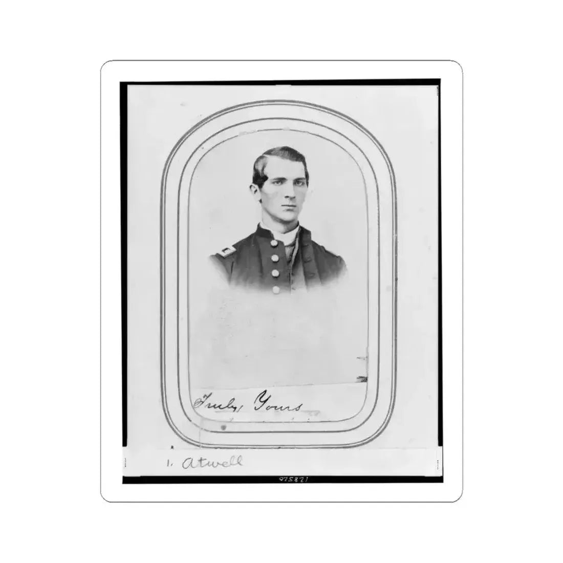 Charles A. Atwell, Bust Portrait, Facing Right, Wearing Military Uniform (U.S. Civil War) STICKER Vinyl Kiss-Cut Decal 4 Inch White - The Sticker Space