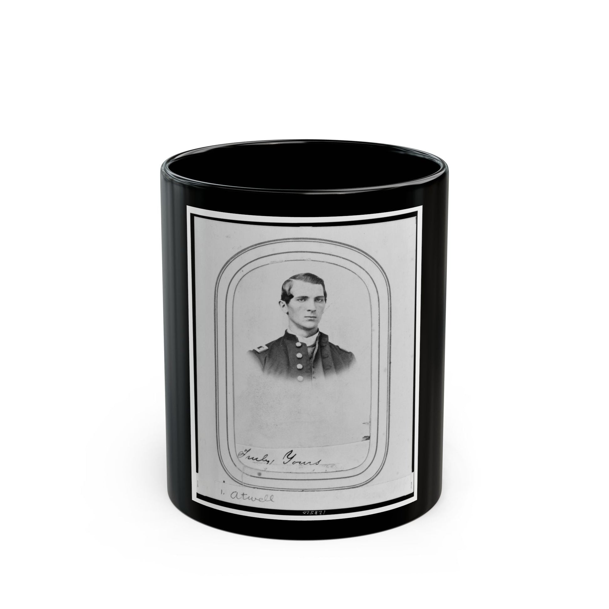 Charles A. Atwell, Bust Portrait, Facing Right, Wearing Military Uniform (U.S. Civil War) Black Coffee Mug-11oz-The Sticker Space