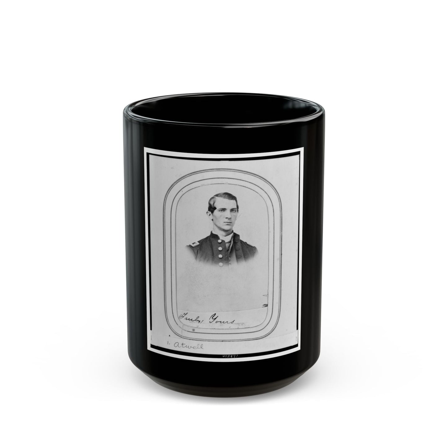 Charles A. Atwell, Bust Portrait, Facing Right, Wearing Military Uniform (U.S. Civil War) Black Coffee Mug-15oz-The Sticker Space