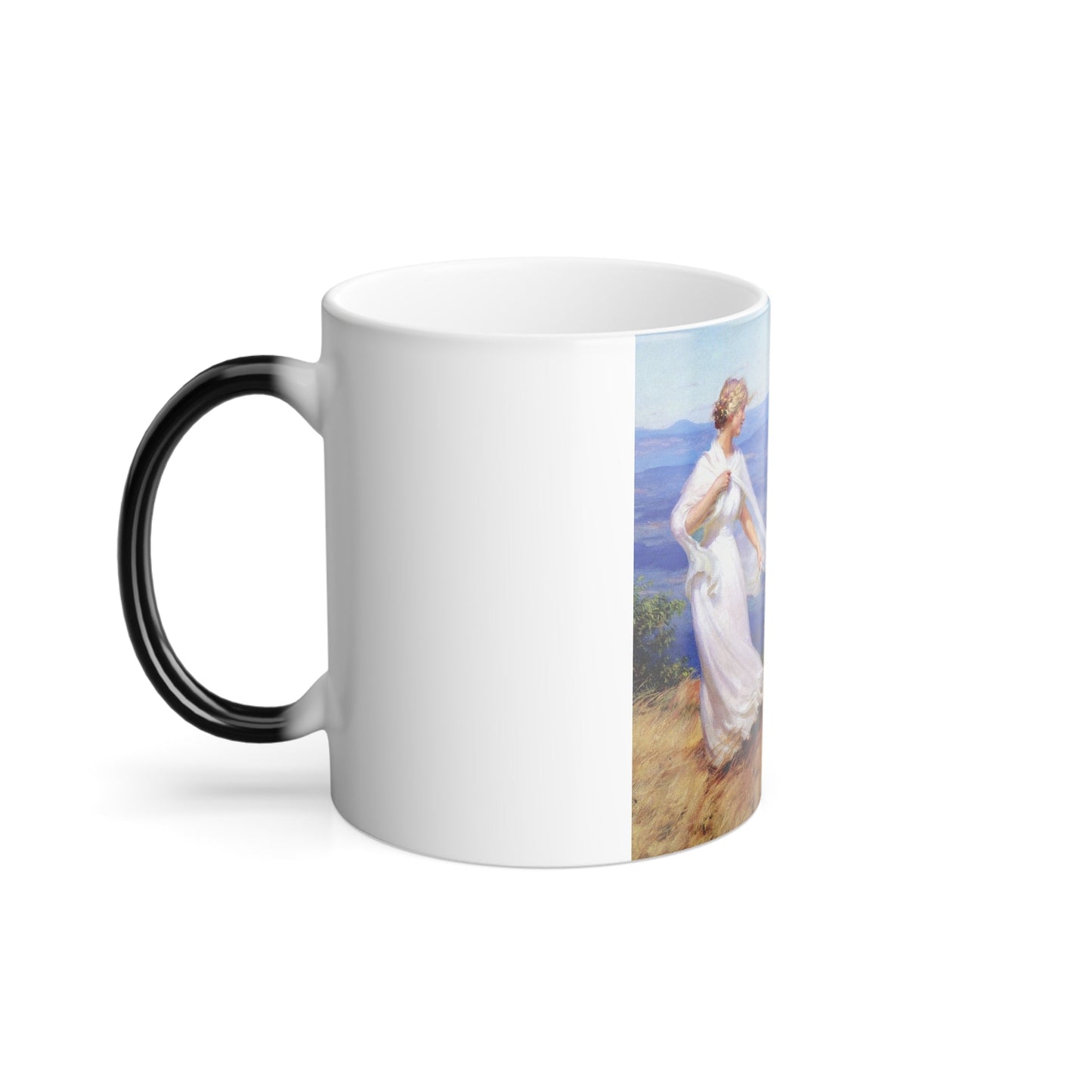 Charles Courtney Curran (1861-1942) The West Wind - Oil on masonite 1918 - Color Changing Mug 11oz-11oz-The Sticker Space