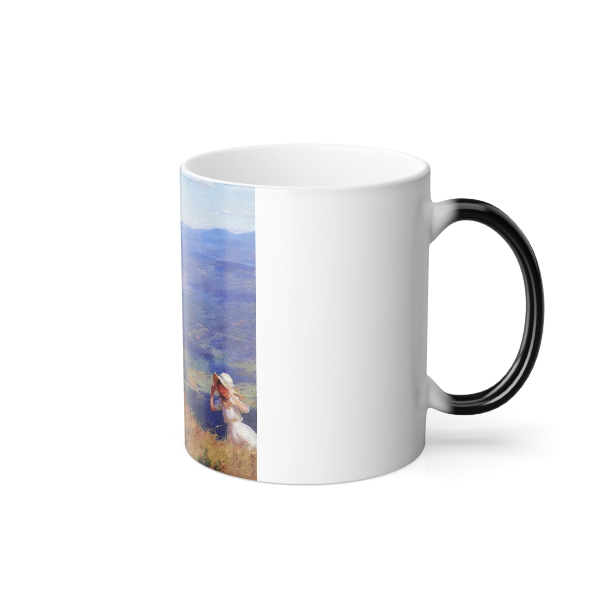 Charles Courtney Curran (1861-1942) The West Wind - Oil on masonite 1918 - Color Changing Mug 11oz-11oz-The Sticker Space