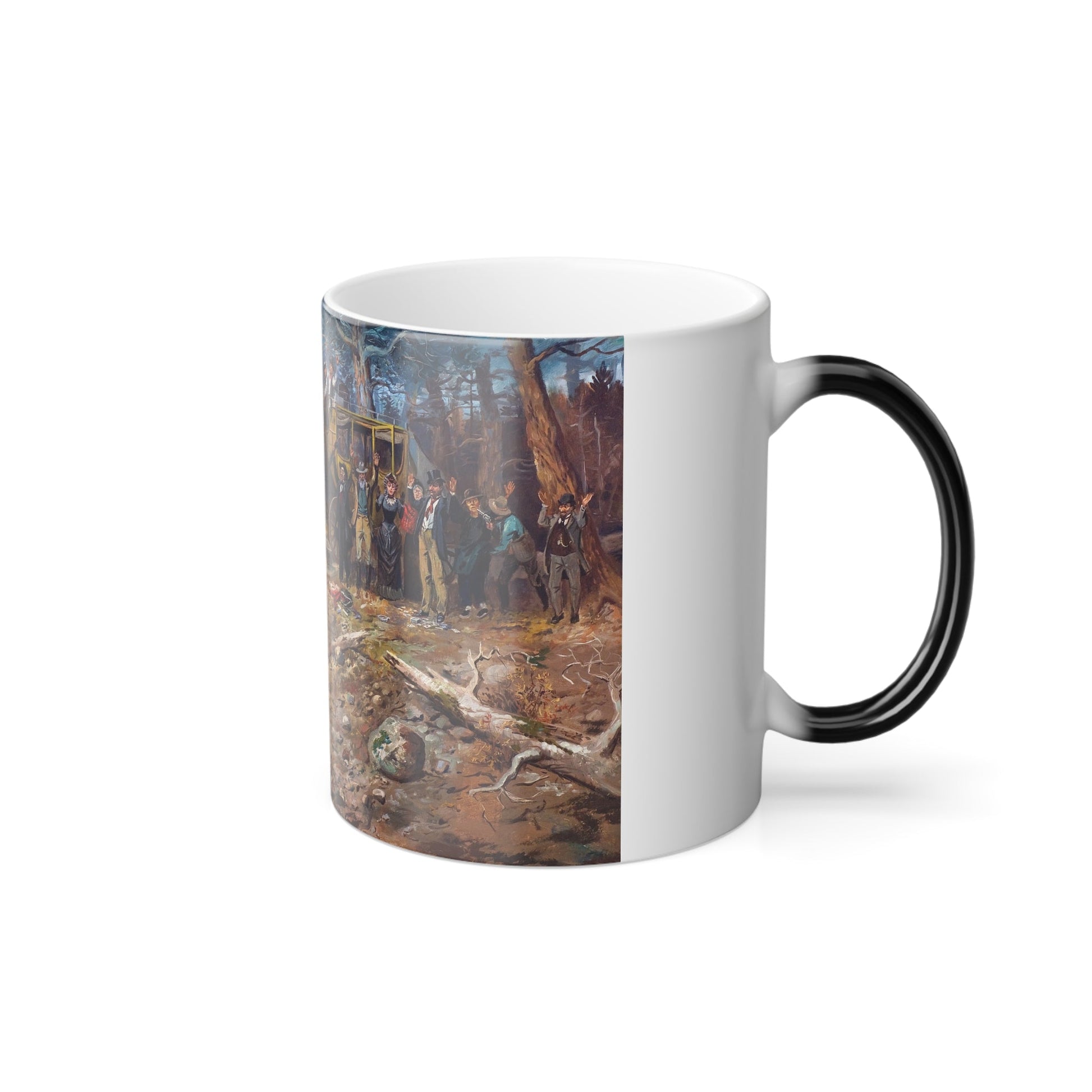 Charles M Russell (1864-1926) The Hold Up - Oil on canvas 1899 - Color Changing Mug 11oz-11oz-The Sticker Space