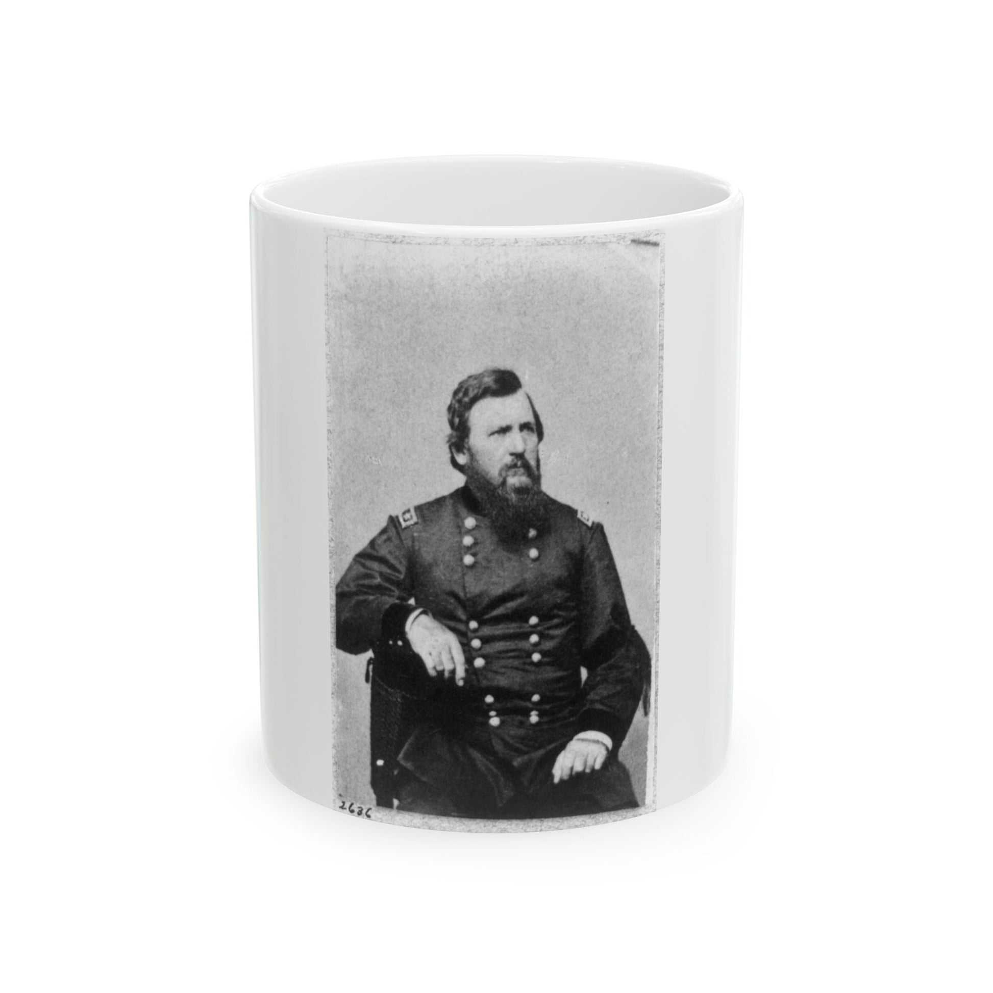 Charles R. Woods, Three-Quarter Length Portrait, Seated, Facing Right (U.S. Civil War) White Coffee Mug-11oz-The Sticker Space