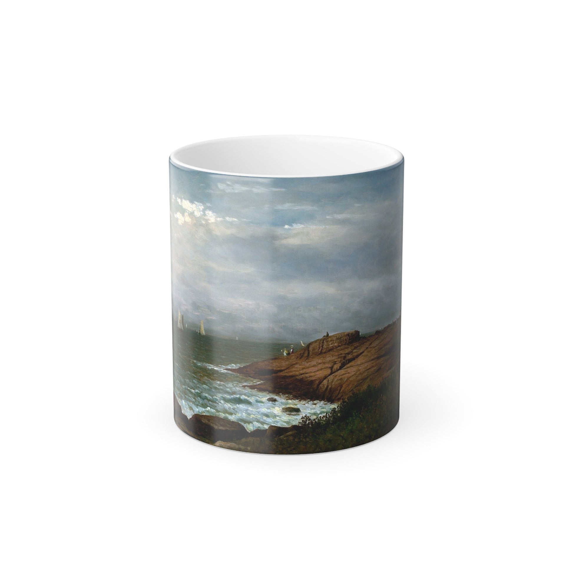 Charles W Knapp (1823-1900) Along the Shore, Narragansett - Oil on Canvas c1880 - Color Changing Mug 11oz-11oz-The Sticker Space