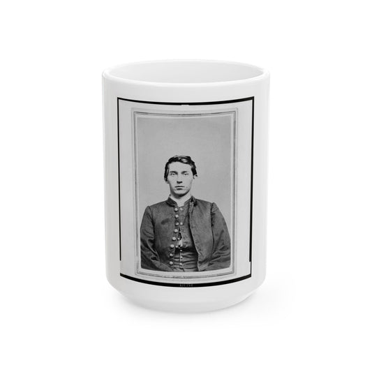 Charles Whittington, Sergeant Major, 7th West Virginia Cavalry, Half-Length Portrait, Wearing Uniform, Seated, Facing Front (U.S. Civil War) White Coffee Mug