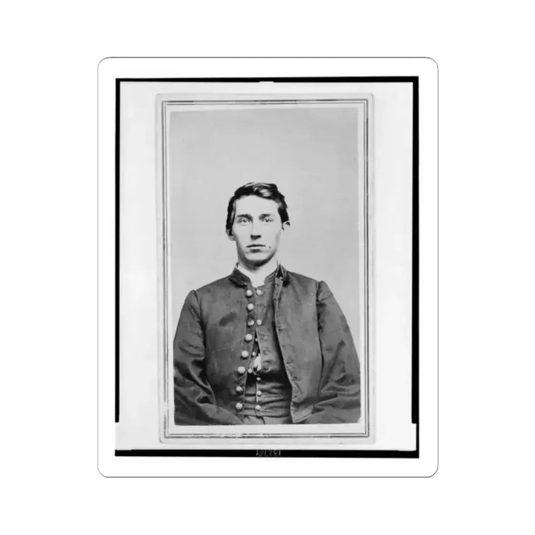 Charles Whittington, Sergeant Major, 7Th West Virginia Cavalry, Half-Length Portrait, Wearing Uniform, Seated, Facing Front (U.S. Civil War) STICKER Vinyl Kiss-Cut Decal 2 Inch White - The Sticker Space