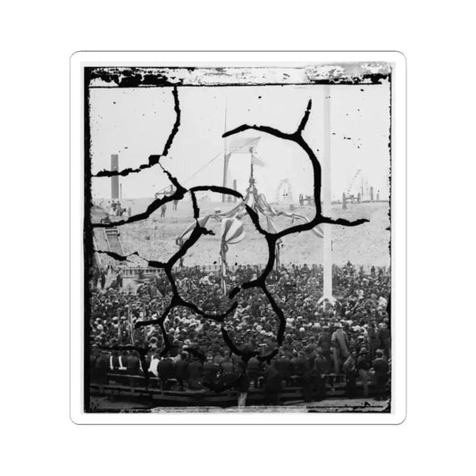 Charleston Harbor, South Carolina. Interior View of Fort Sumter During Ceremony of Raising Flag (U.S. Civil War) STICKER Vinyl Kiss-Cut Decal 2 Inch White - The Sticker Space