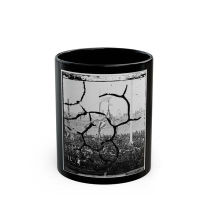 Charleston Harbor, South Carolina. Interior View Of Fort Sumter During Ceremony Of Raising Flag (U.S. Civil War) Black Coffee Mug