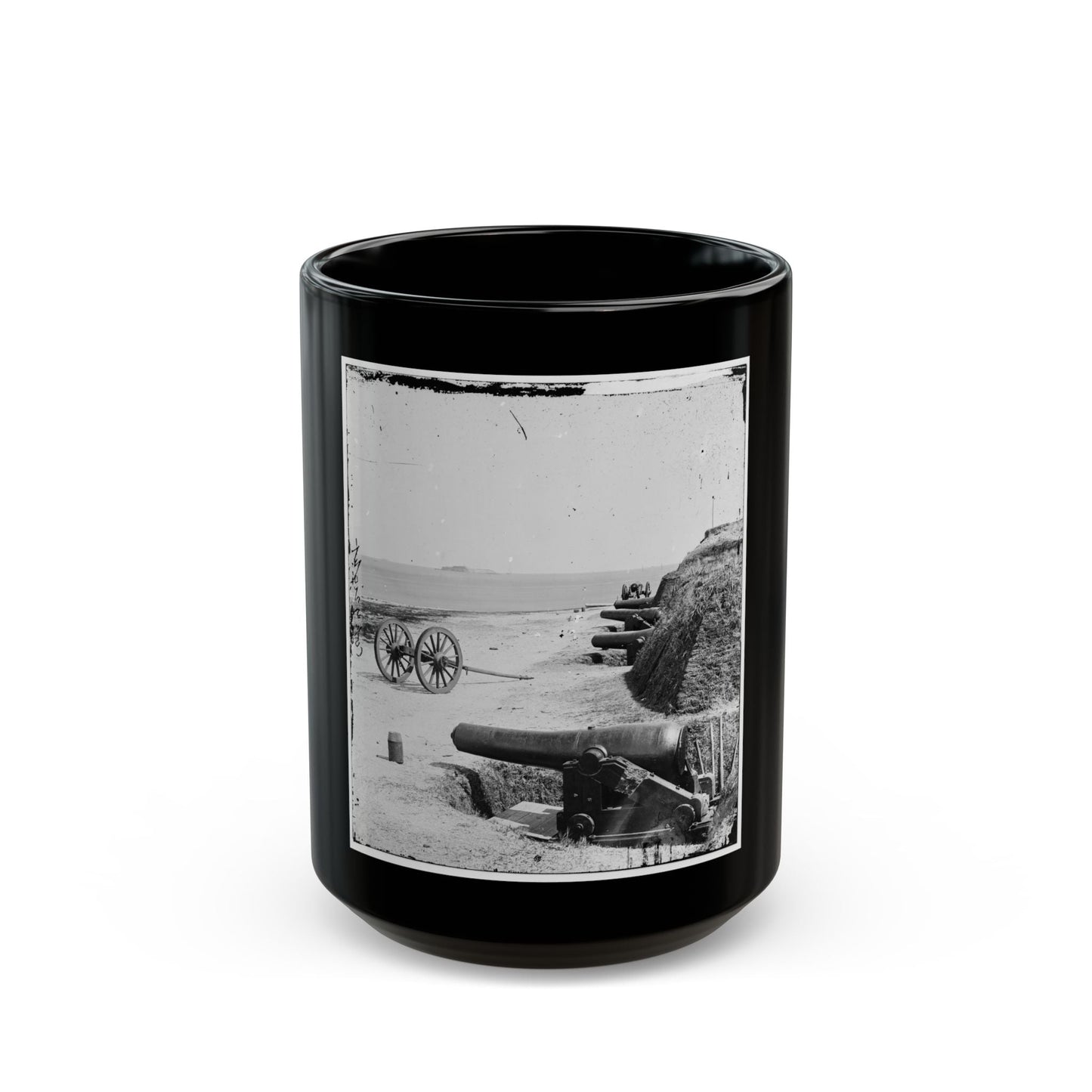 Charleston, S.C. Battery Of Confederate Fort Johnson; Fort Sumter In Distance (U.S. Civil War) Black Coffee Mug