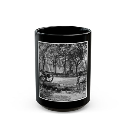 Charleston, S.C. Blakely Guns And Ammunition In The Arsenal Yard (U.S. Civil War) Black Coffee Mug-15oz-The Sticker Space