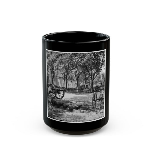 Charleston, S.C. Blakely Guns And Ammunition In The Arsenal Yard (U.S. Civil War) Black Coffee Mug-15oz-The Sticker Space