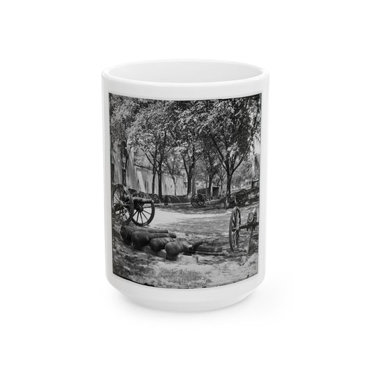 Charleston, S.C. Blakely Guns And Ammunition In The Arsenal Yard (U.S. Civil War) White Coffee Mug-15oz-The Sticker Space