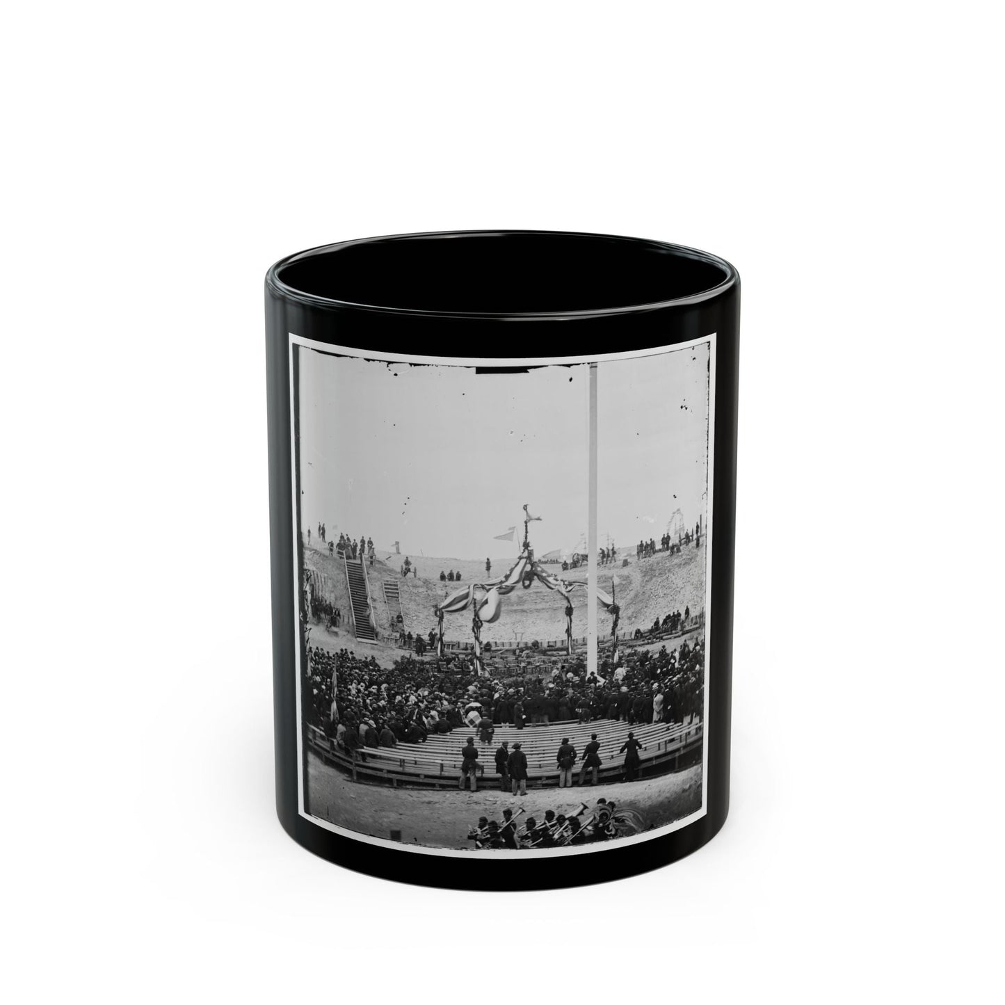 Charleston, S.C. Crowd Inside Fort Sumter Awaiting The Flag-Raising (U.S. Civil War) Black Coffee Mug-11oz-The Sticker Space