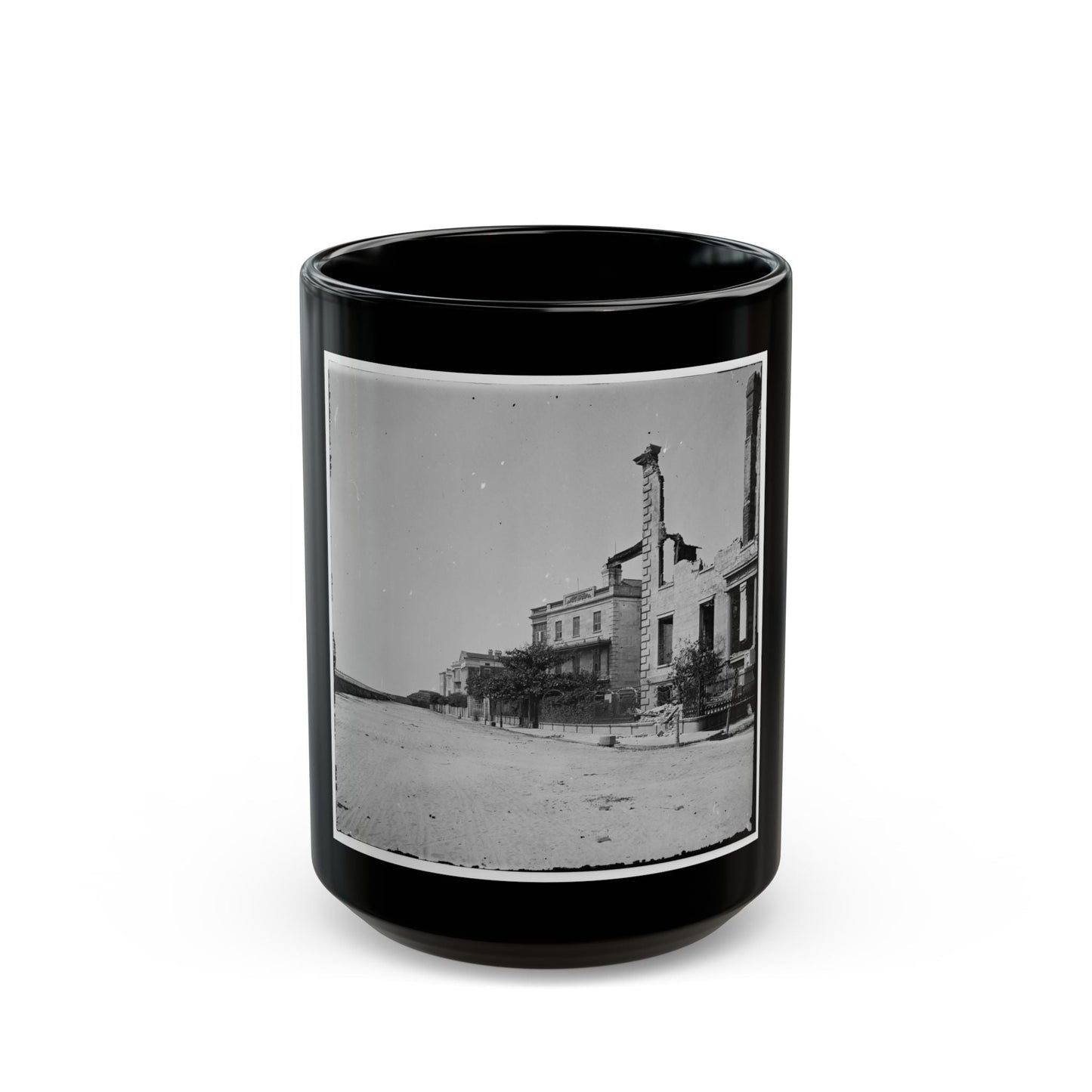 Charleston, S.C. Houses On The Battery Damaged By Shell-Fire (U.S. Civil War) Black Coffee Mug-15oz-The Sticker Space