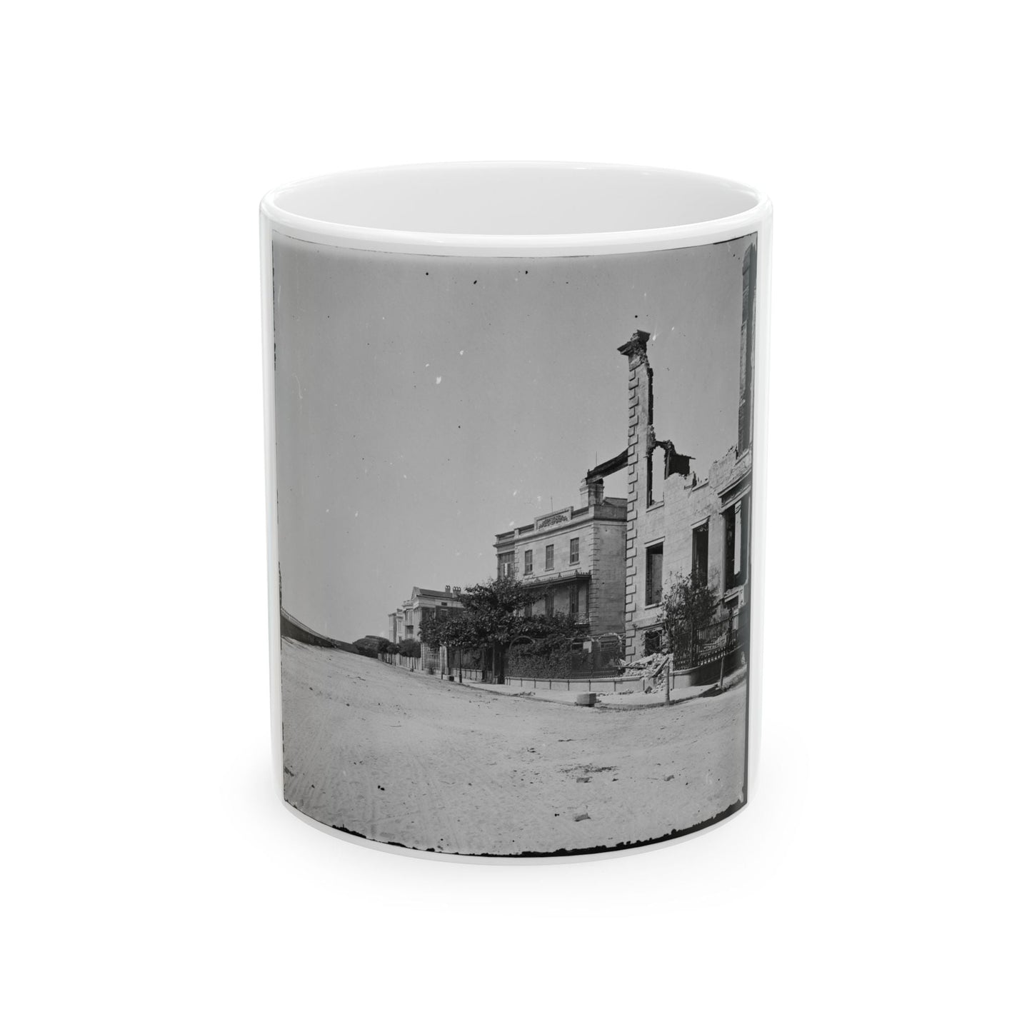 Charleston, S.C. Houses On The Battery Damaged By Shell-Fire (U.S. Civil War) White Coffee Mug-11oz-The Sticker Space