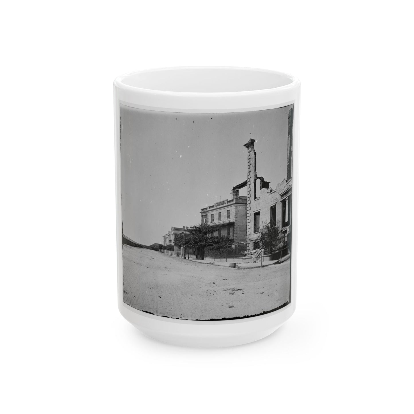 Charleston, S.C. Houses On The Battery Damaged By Shell-Fire (U.S. Civil War) White Coffee Mug-15oz-The Sticker Space