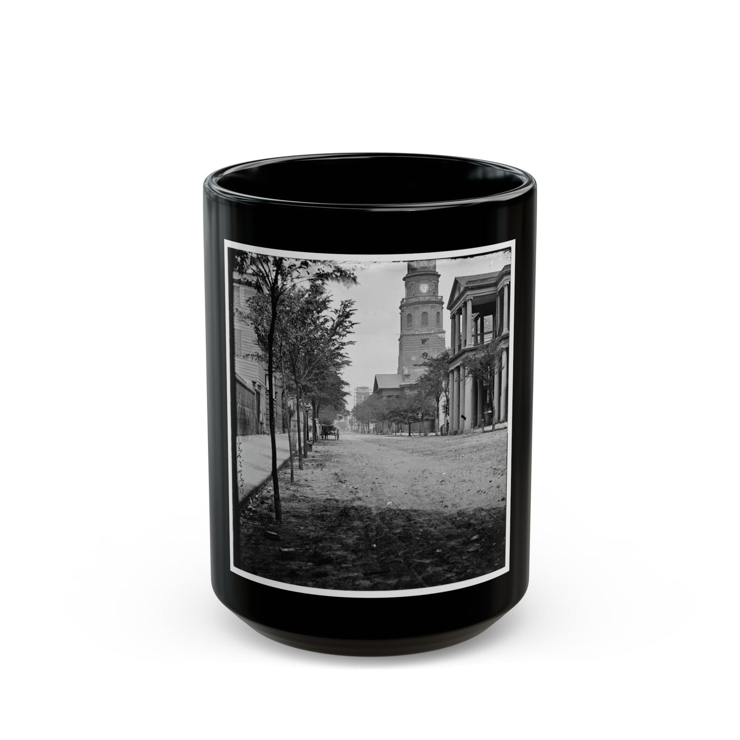 Charleston, S.C. Meeting Street, Near Broad; St. Michael's Church In Middle Distance (U.S. Civil War) Black Coffee Mug