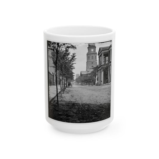 Charleston, S.C. Meeting Street, Near Broad; St. Michael's Church In Middle Distance (U.S. Civil War) White Coffee Mug