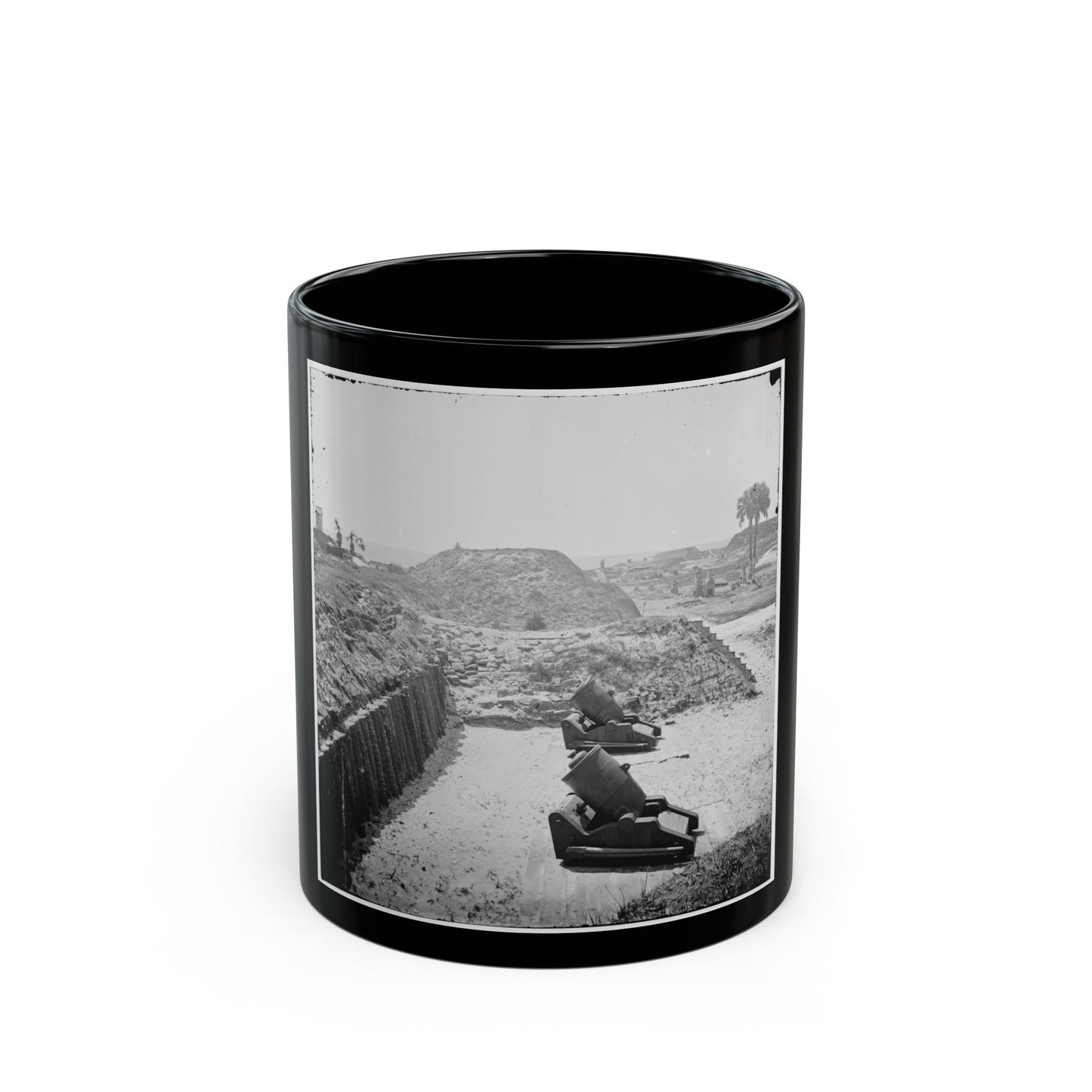 Charleston, S.C. Mortars Inside Fort Moultrie (U.S. Civil War) Black Coffee Mug-11oz-The Sticker Space