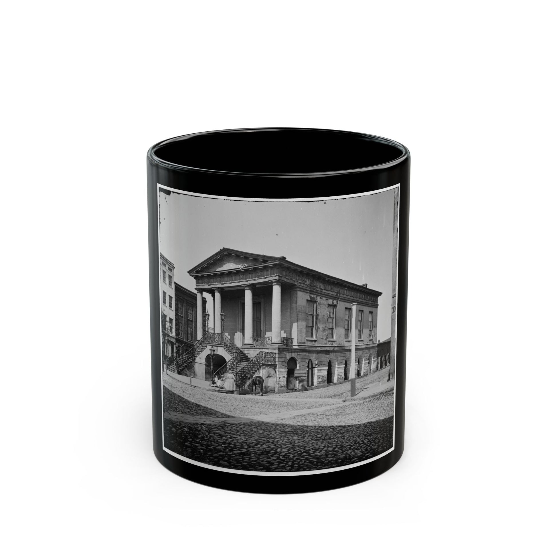 Charleston, S.C. The Old Market House (188 Meeting Street) (U.S. Civil War) Black Coffee Mug-11oz-The Sticker Space