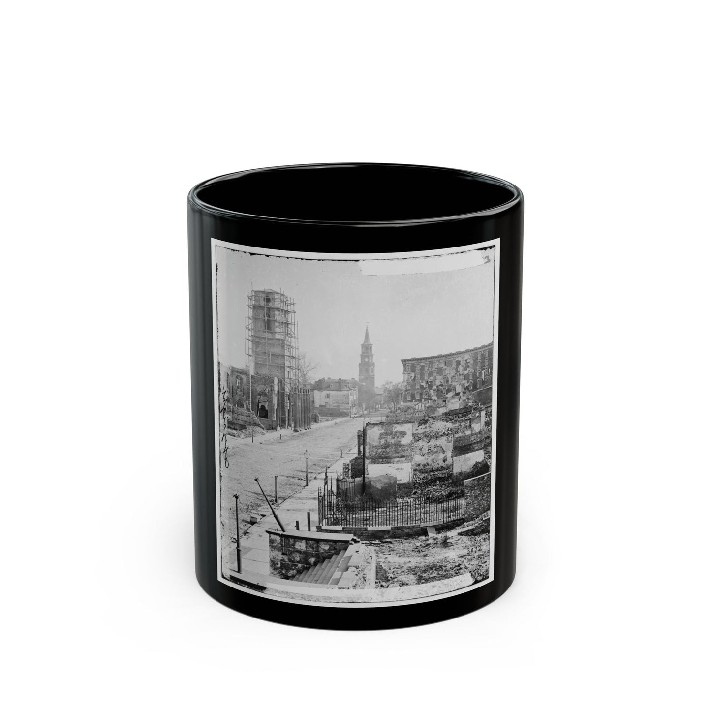 Charleston, S.C. View Of Meeting Street, Looking South Toward The Circular Church, The Mills House, And St. Michael's Church (U.S. Civil War) Black Coffee Mug