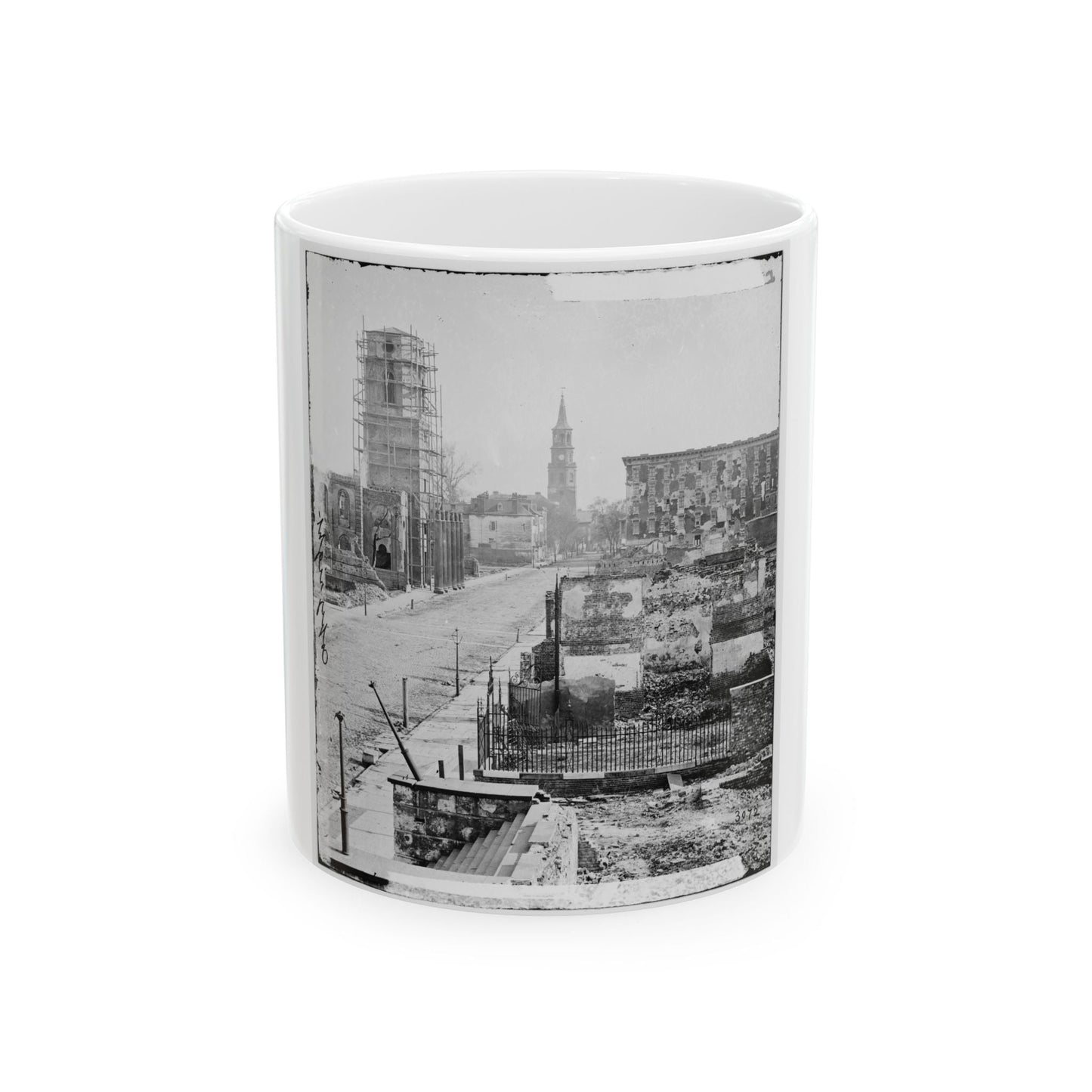 Charleston, S.C. View Of Meeting Street, Looking South Toward The Circular Church, The Mills House, And St. Michael's Church (U.S. Civil War) White Coffee Mug