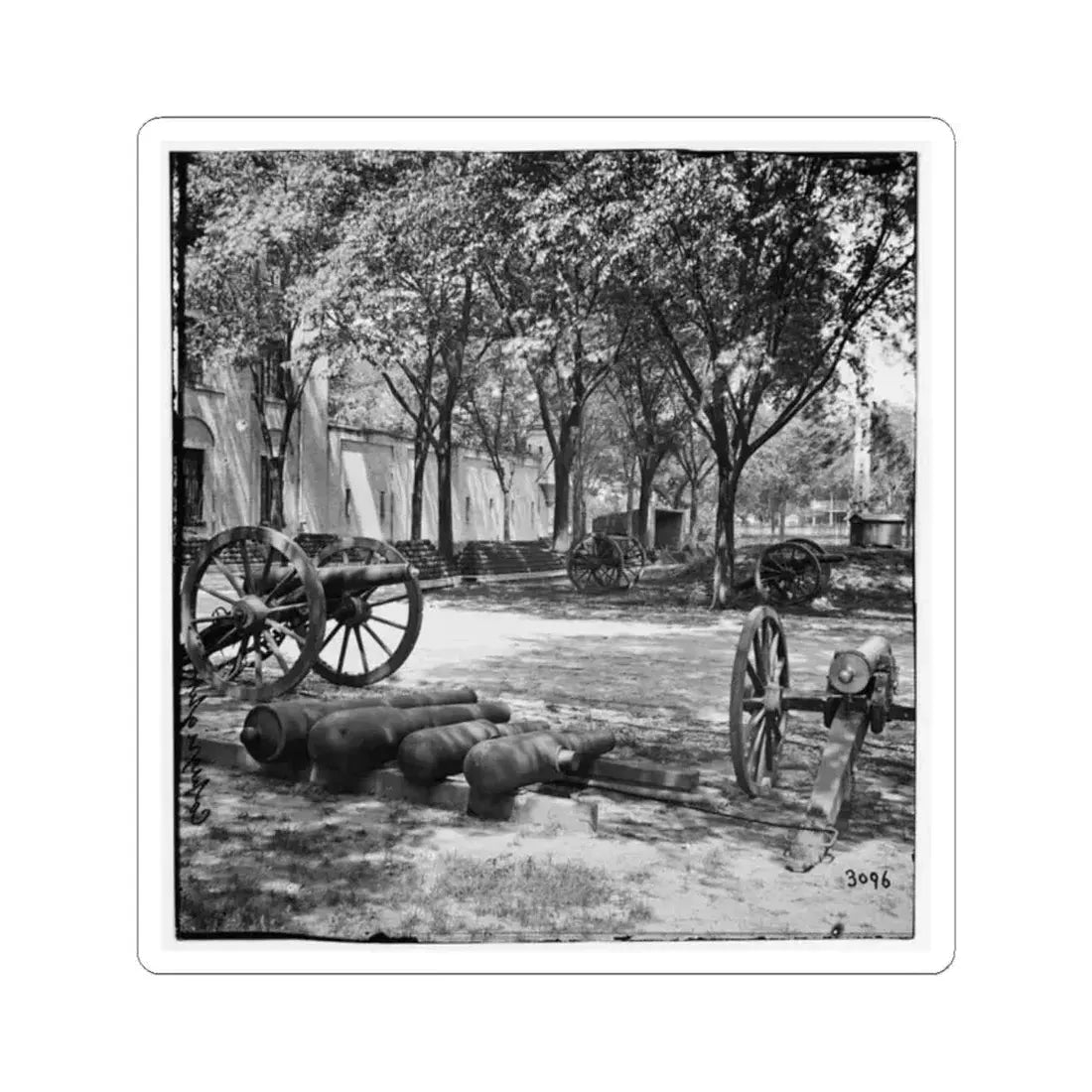 Charleston, S.C. Blakely Guns and Ammunition in the Arsenal Yard (U.S. Civil War) STICKER Vinyl Kiss-Cut Decal 2 Inch White - The Sticker Space